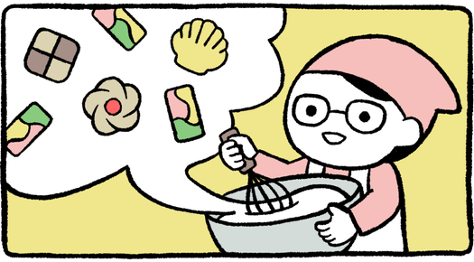お菓子を作っている人のイラスト